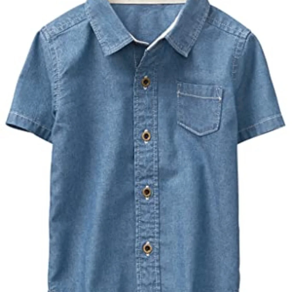 Gymboree Boys Kids Chambray Denim Button Down Lightweight Summer Shirt 6-12M